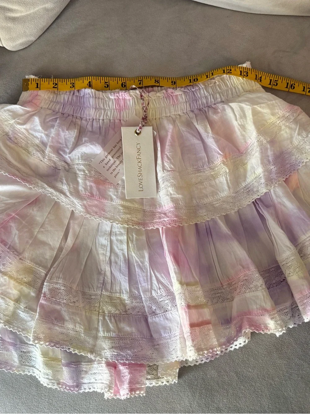 Love Shack Fancy Pastel Tie-Dye Tiered Skirt - Pink, Purple, multi color, Size M